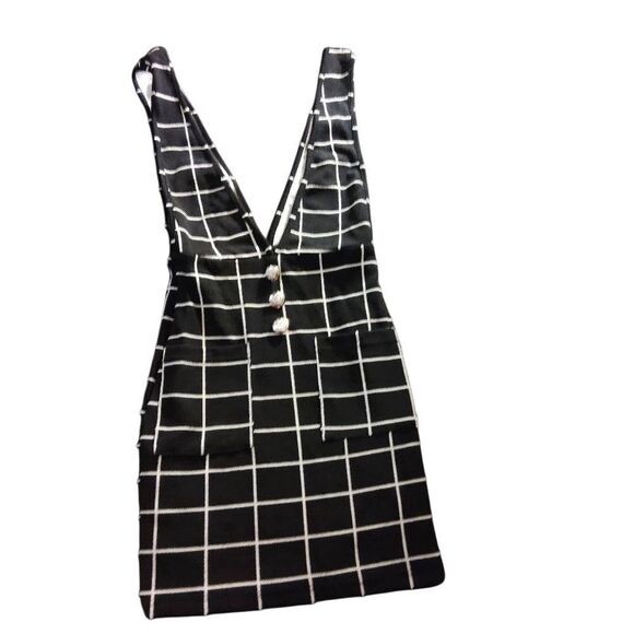 Shein Black and White Grid Pattern Dress - Picture 1 of 4